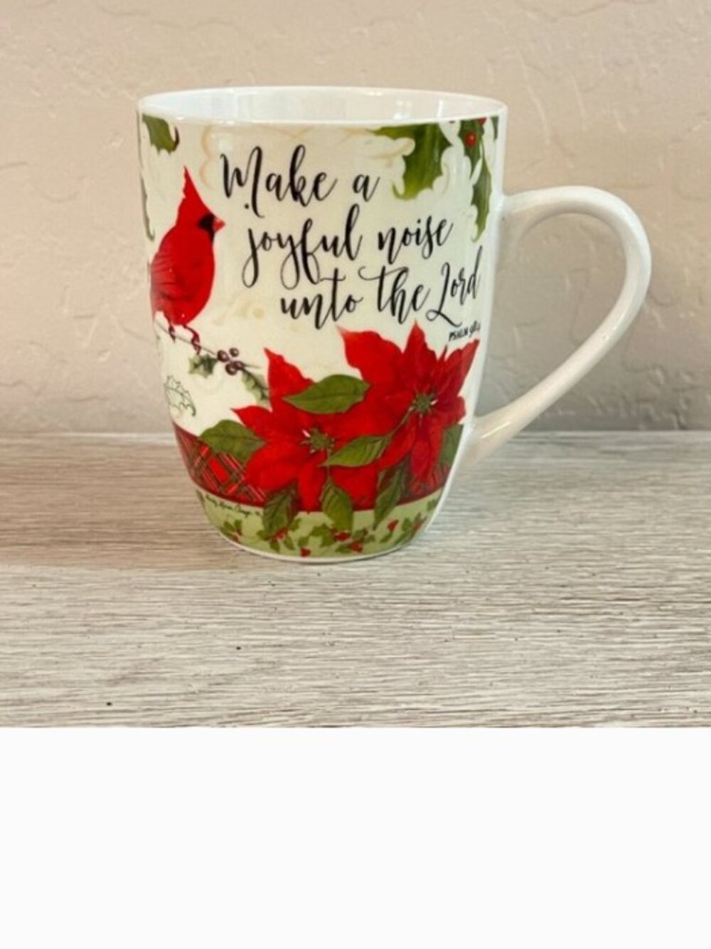 Red Cardinal Mug Cup Make a Joyful Noise Unto The Lord Christmas Holiday